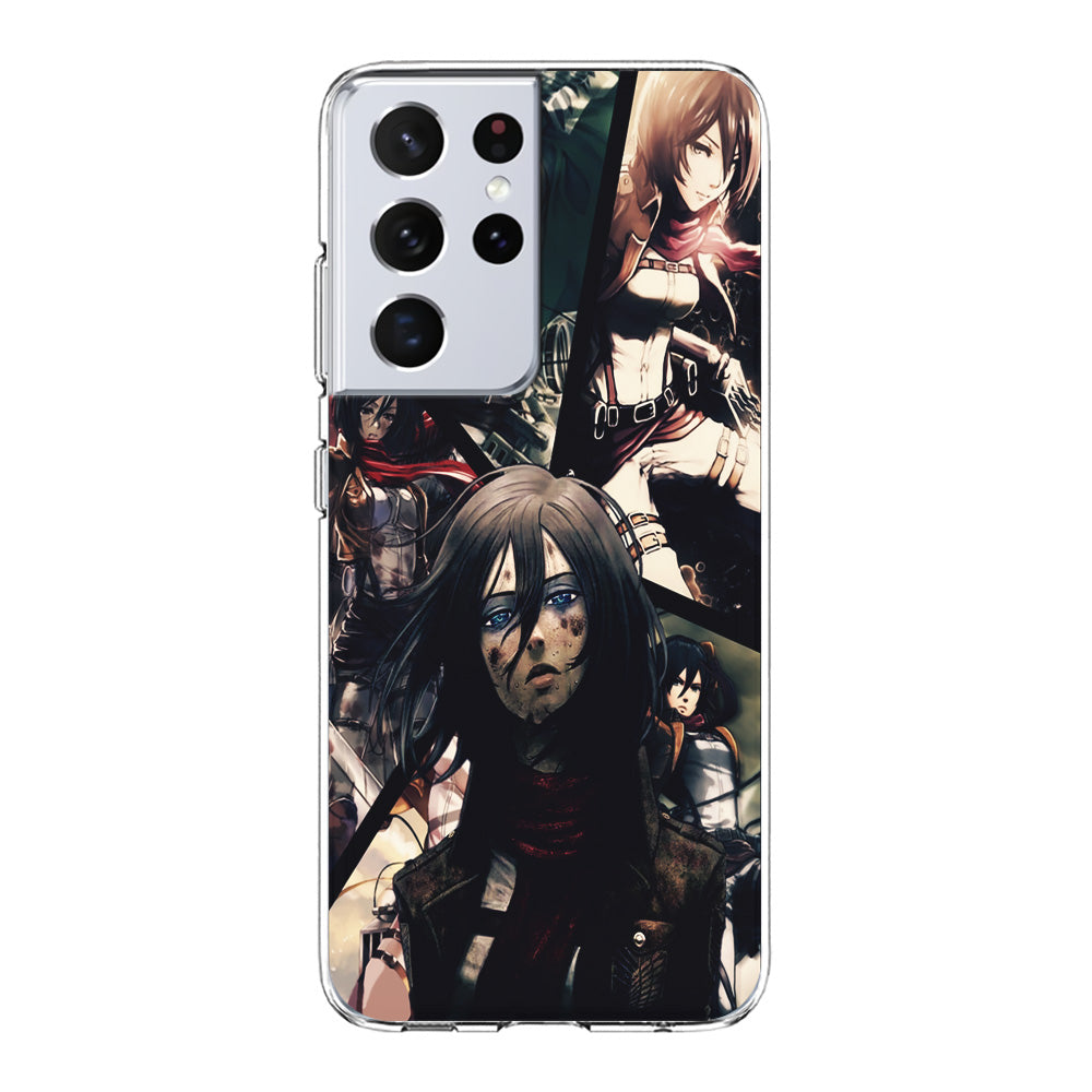 Mikasa Ackerman Collage Samsung Galaxy S21 Ultra Case-Phone Case-Clear Soft Case-Altracase