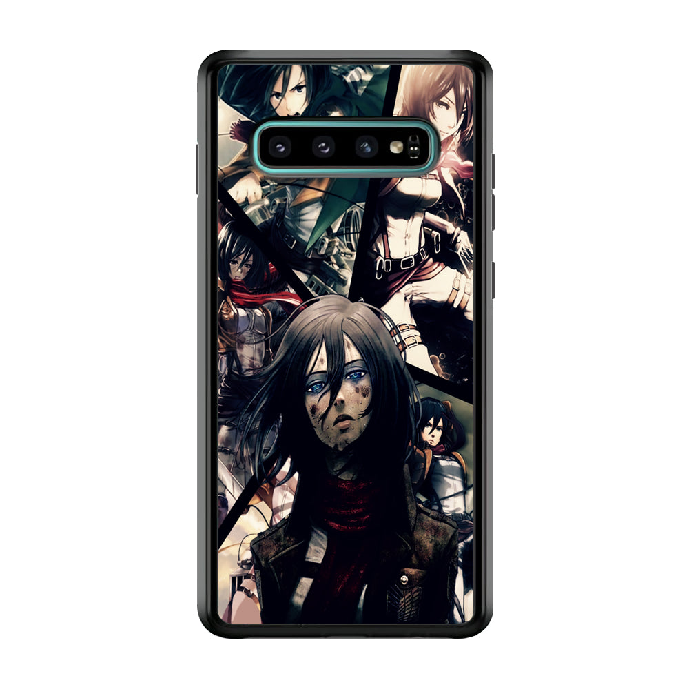 Mikasa Ackerman Collage Samsung Galaxy S10 Plus Case-Phone Case-Rubber Black (2D Case)-Altracase