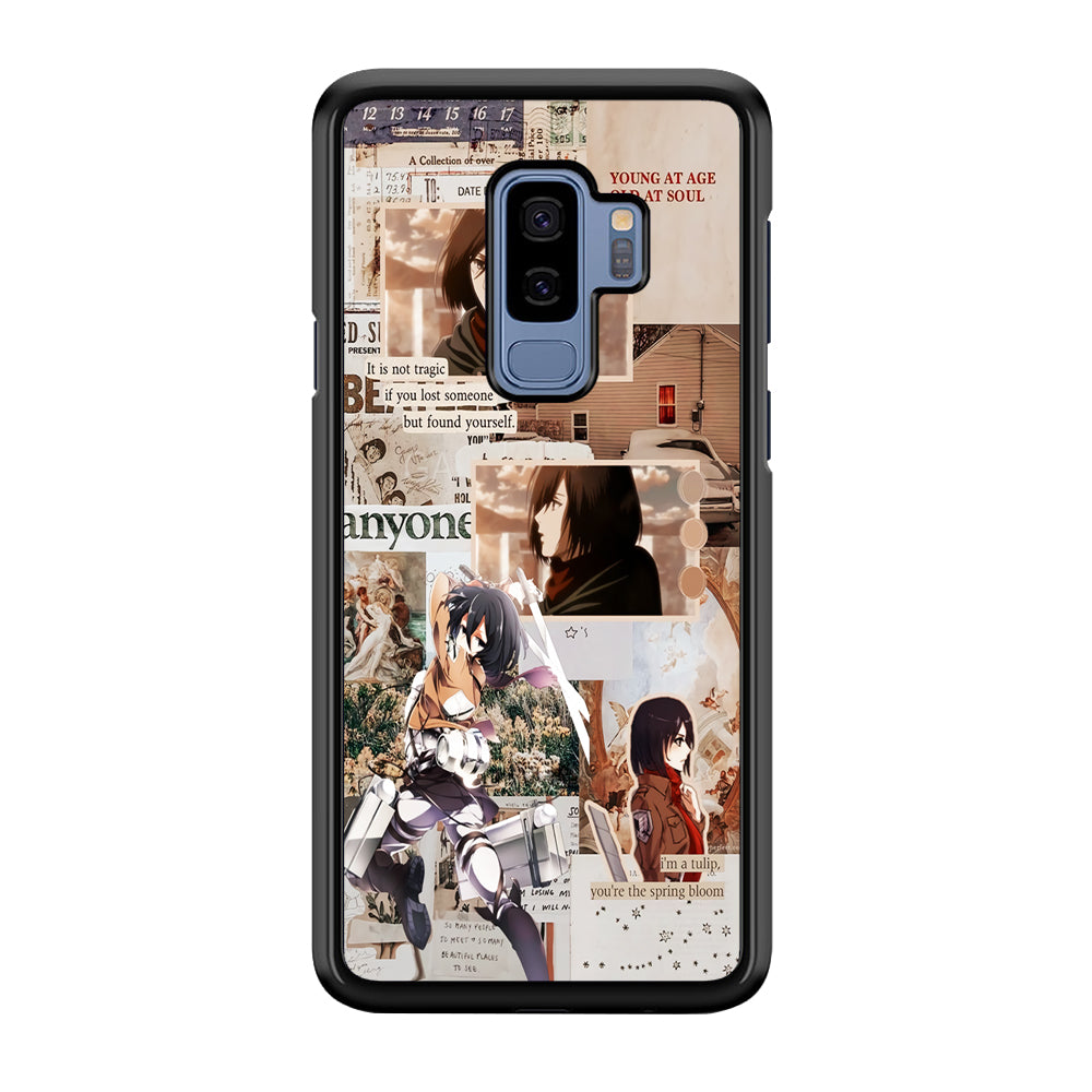 Mikasa Attack On Titan Aesthetic Samsung Galaxy S9 Plus Case-Phone Case-Rubber Black (2D Case)-Altracase