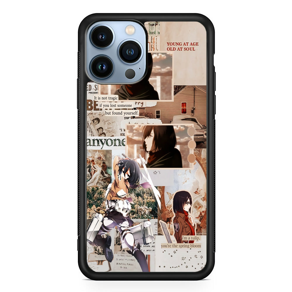 Mikasa Attack On Titan Aesthetic iPhone 14 Pro Max Case-Phone Case-Rubber Black (2D Case)-Altracase