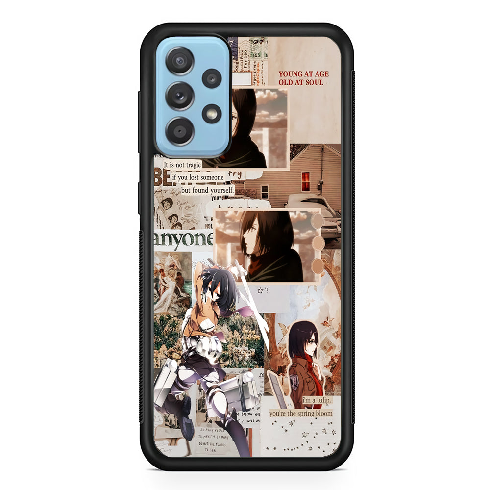 Mikasa Attack On Titan Aesthetic Samsung Galaxy A72 Case-Phone Case-Rubber Black (2D Case)-Altracase