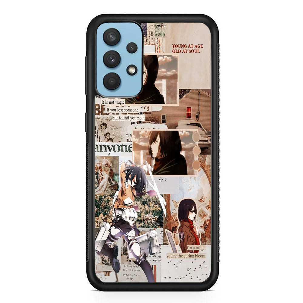 Mikasa Attack On Titan Aesthetic Samsung Galaxy A32 Case-Phone Case-Rubber Black (2D Case)-Altracase