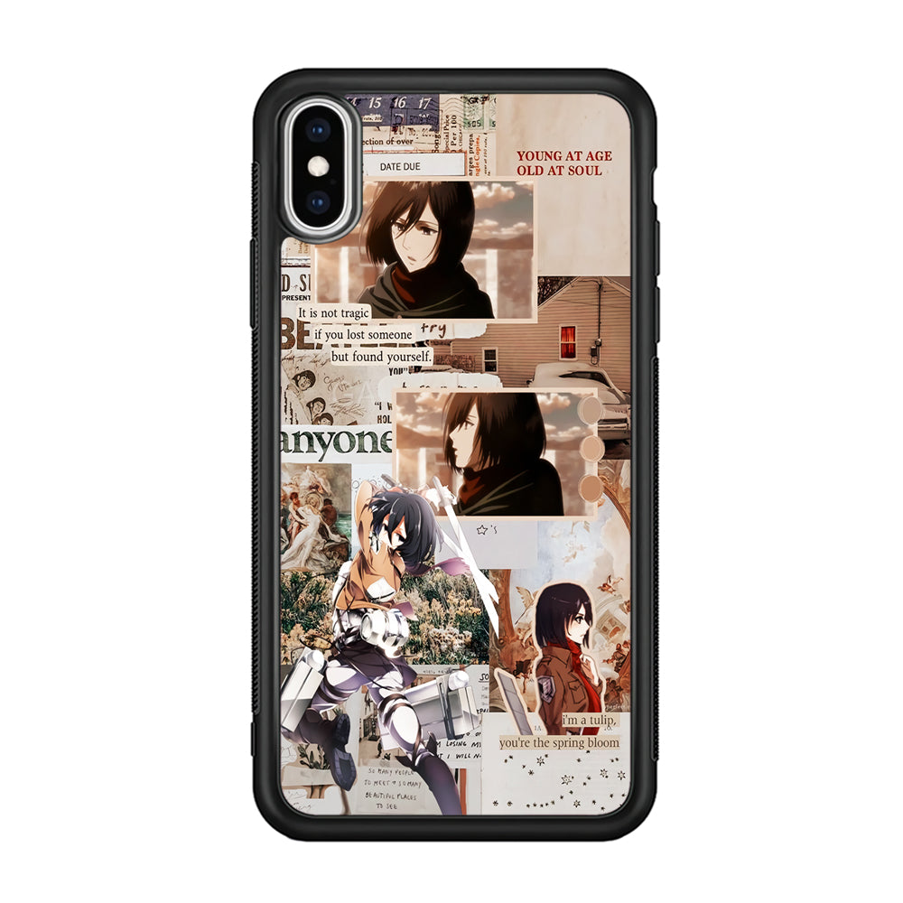 Mikasa Attack On Titan Aesthetic iPhone Xs Case-Phone Case-Rubber Black (2D Case)-Altracase
