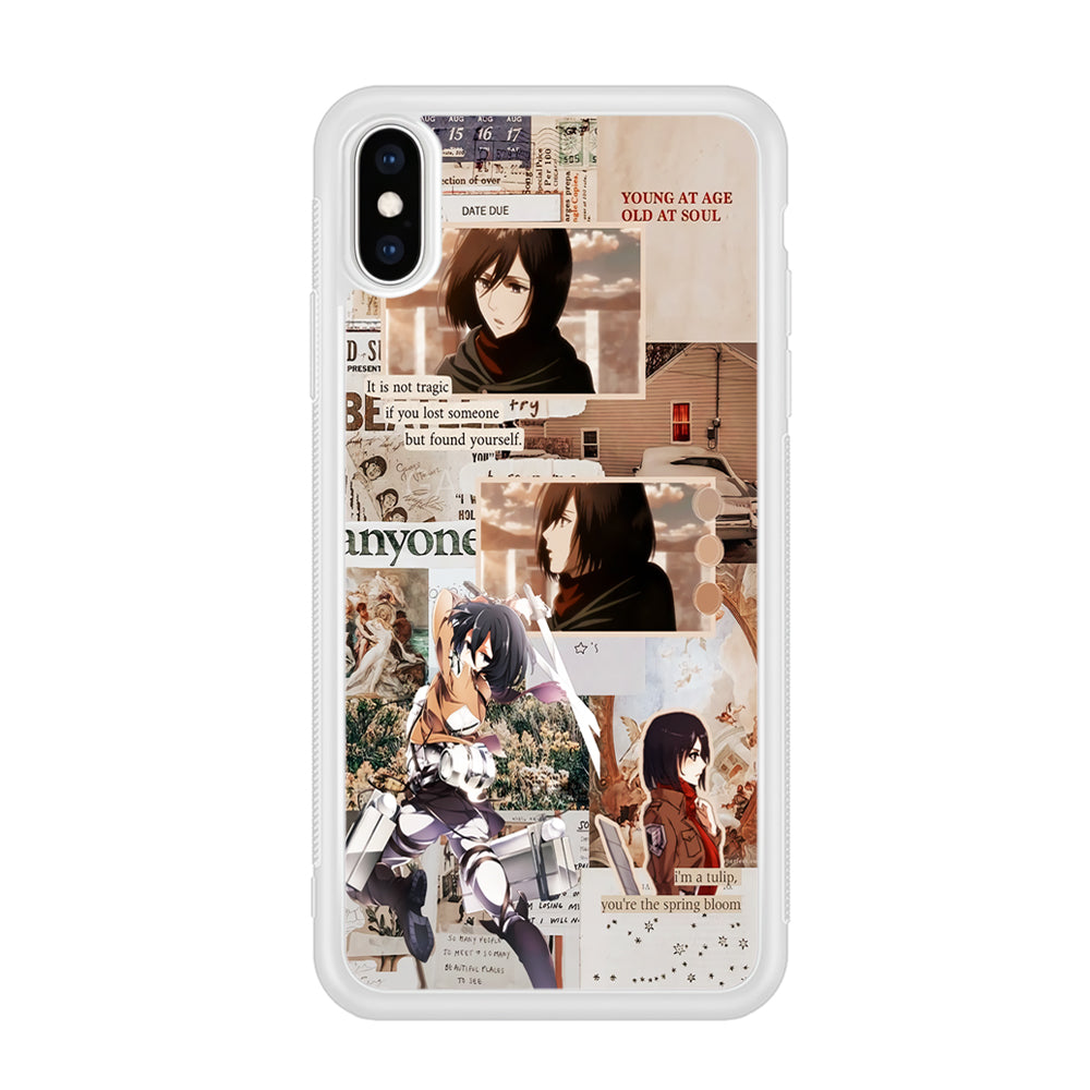 Mikasa Attack On Titan Aesthetic iPhone Xs Case-Phone Case-Rubber White (2D Case)-Altracase