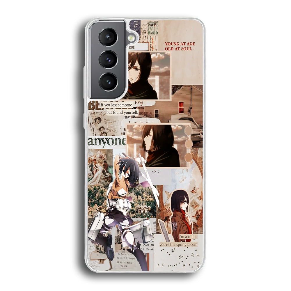 Mikasa Attack On Titan Aesthetic Samsung Galaxy S23 Plus Case-Phone Case-Rubber White (2D Case)-Altracase