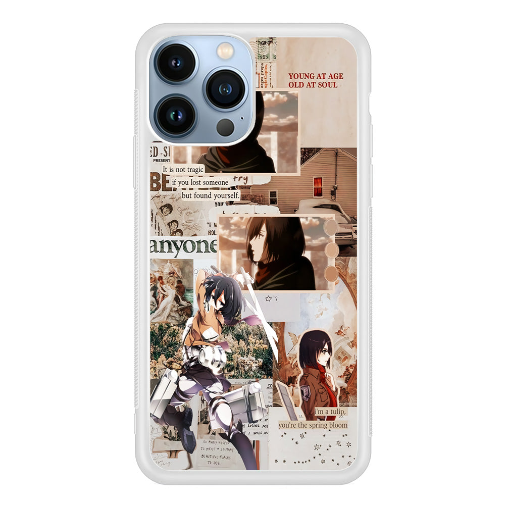 Mikasa Attack On Titan Aesthetic iPhone 15 Pro Max Case-Phone Case-Rubber White (2D Case)-Altracase
