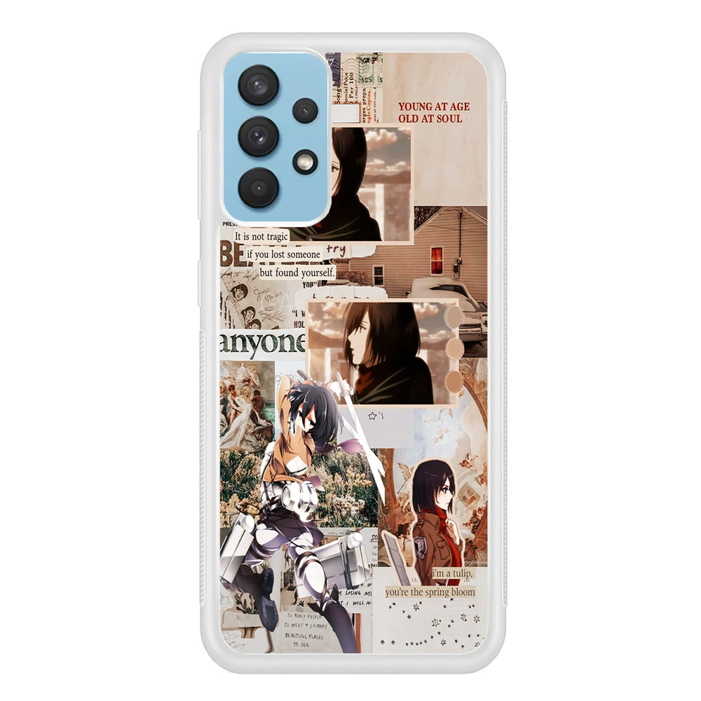 Mikasa Attack On Titan Aesthetic Samsung Galaxy A32 Case-Phone Case-Rubber White (2D Case)-Altracase