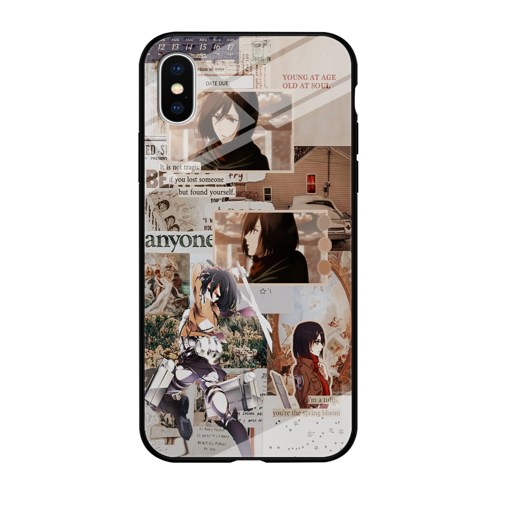 Mikasa Attack On Titan Aesthetic iPhone Xs Case-Phone Case-Tempered Glass Case-Altracase