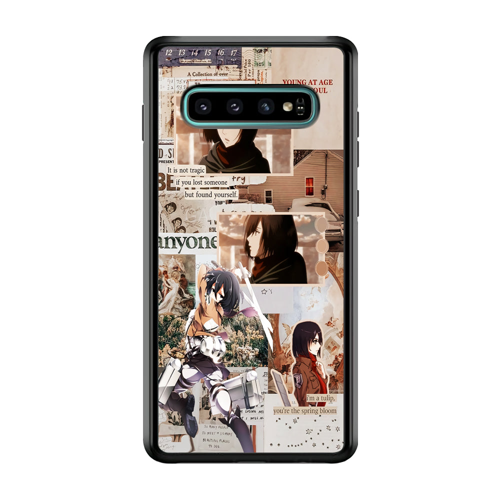 Mikasa Attack On Titan Aesthetic Samsung Galaxy S10 Plus Case-Phone Case-Rubber Black (2D Case)-Altracase