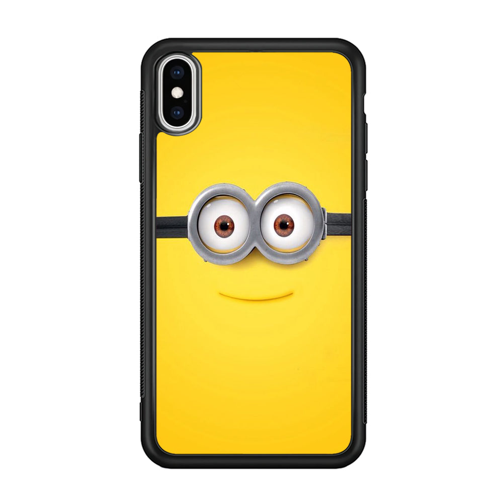 Minion Smiley Face iPhone Xs Case-Phone Case-Rubber Black (2D Case)-Altracase