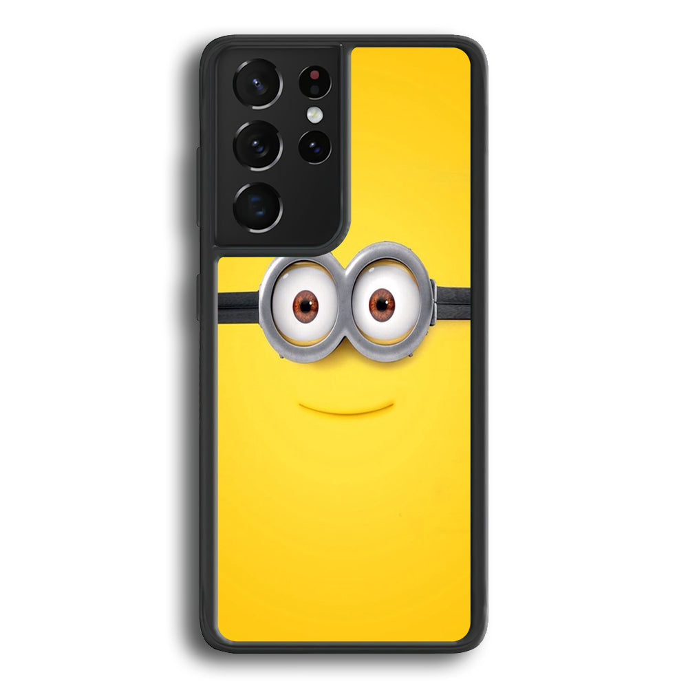 Minion Smiley Face Samsung Galaxy S21 Ultra Case-Phone Case-Rubber Black (2D Case)-Altracase