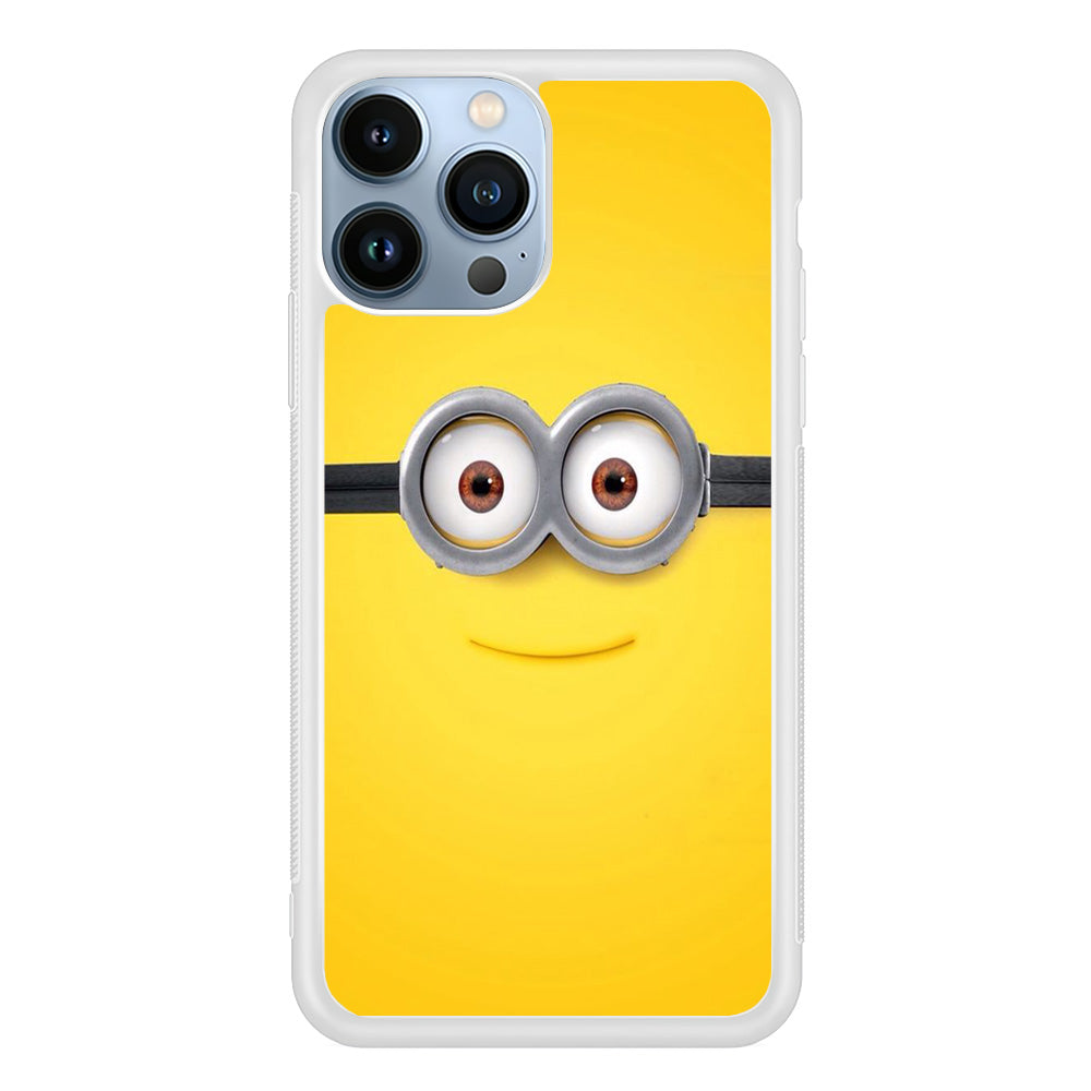 Minion Smiley Face iPhone 15 Pro Max Case-Phone Case-Rubber White (2D Case)-Altracase
