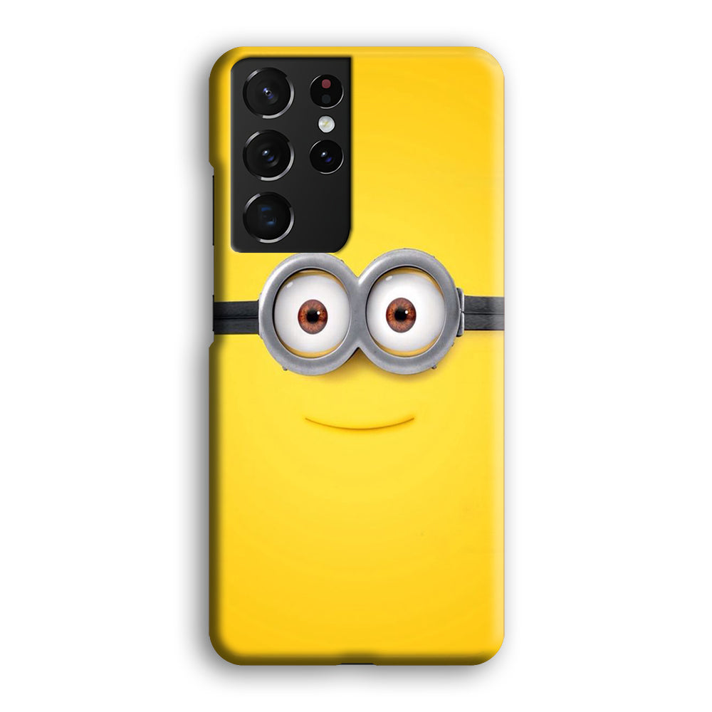 Minion Smiley Face Samsung Galaxy S21 Ultra Case-Phone Case-Rubber White (2D Case)-Altracase