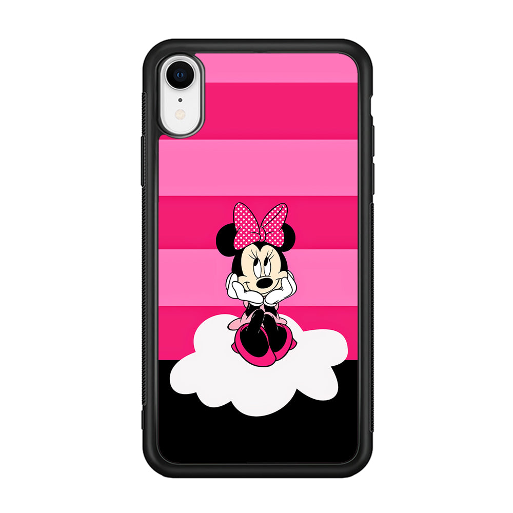 Minnie Mouse Pink Stripe iPhone XR Case-Phone Case-Rubber Black (2D Case)-Altracase