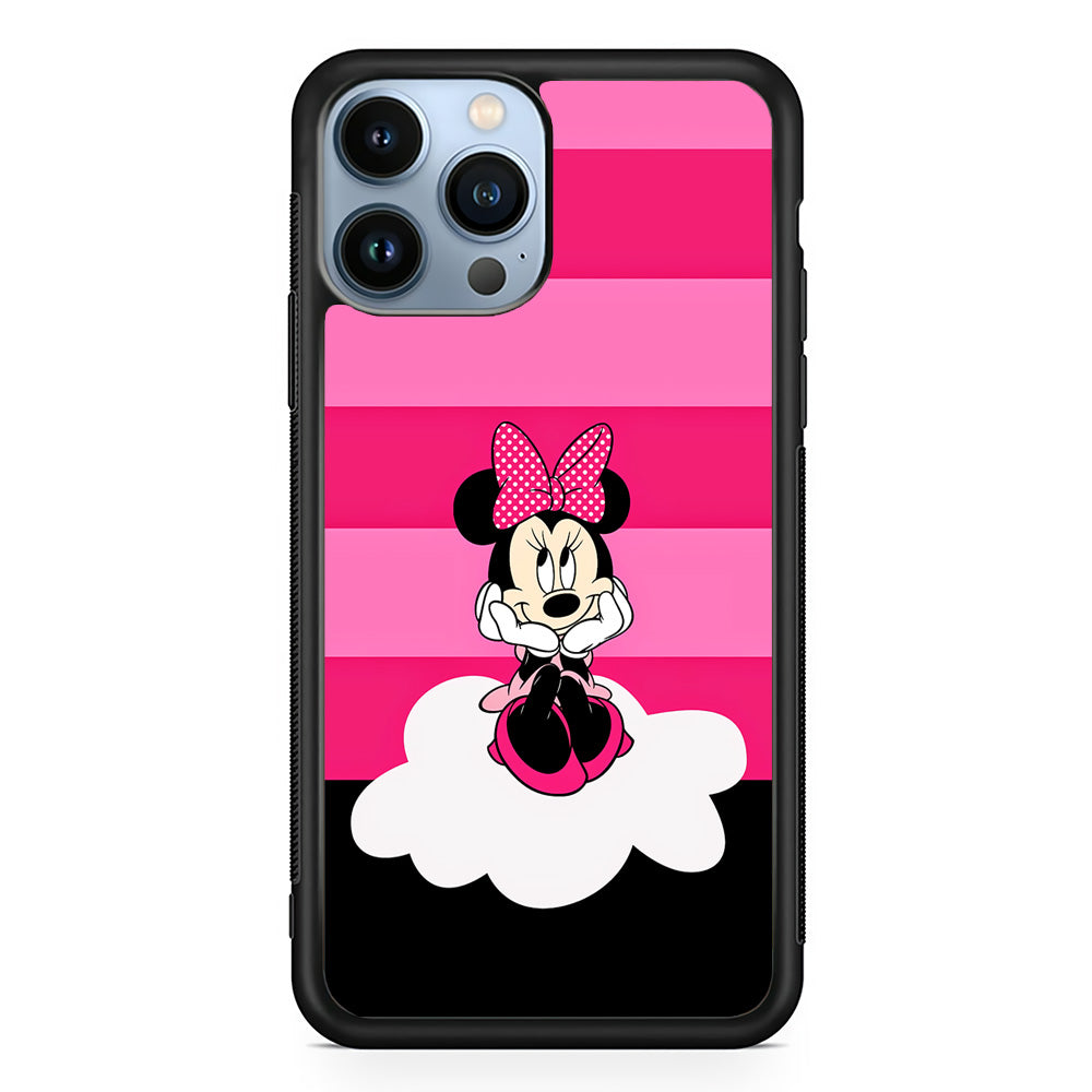 Minnie Mouse Pink Stripe iPhone 15 Pro Max Case-Phone Case-Rubber Black (2D Case)-Altracase