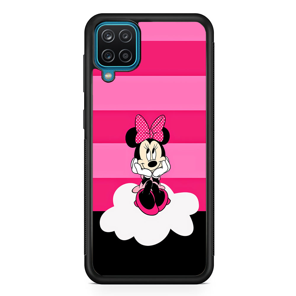 Minnie Mouse Pink Stripe Samsung Galaxy A12 Case-Phone Case-Rubber Black (2D Case)-Altracase