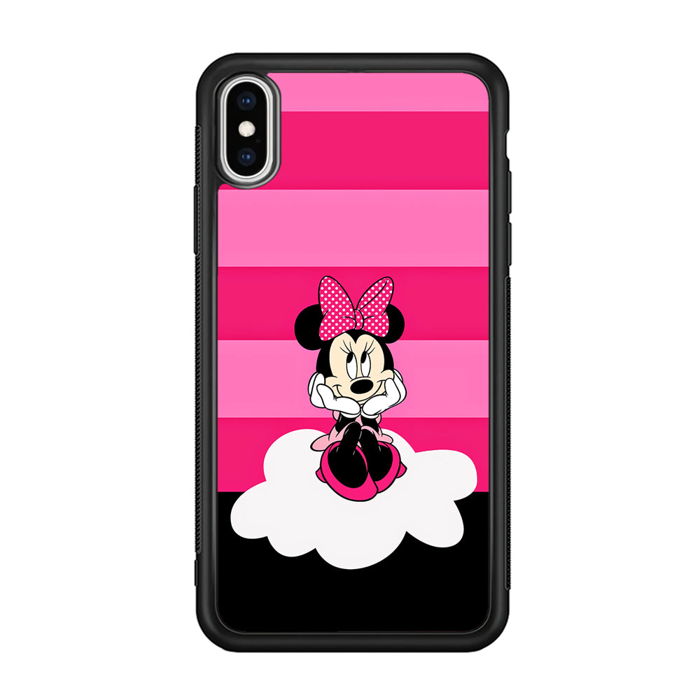 Minnie Mouse Pink Stripe iPhone Xs Case-Phone Case-Rubber Black (2D Case)-Altracase