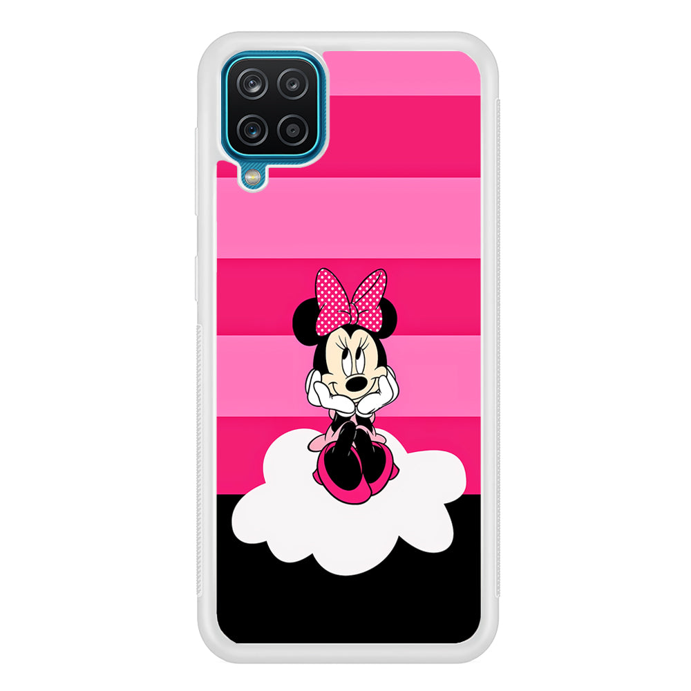 Minnie Mouse Pink Stripe Samsung Galaxy A12 Case-Phone Case-Rubber White (2D Case)-Altracase