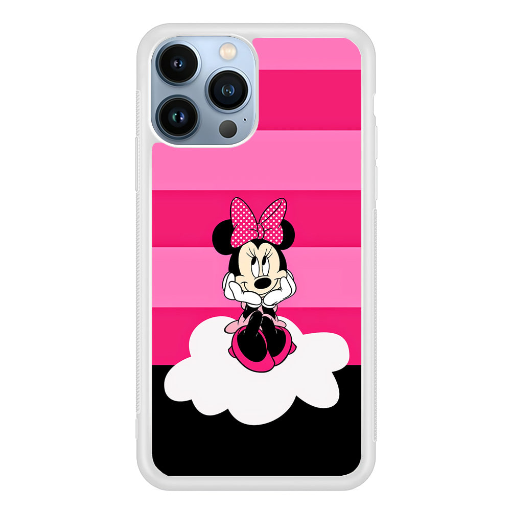 Minnie Mouse Pink Stripe iPhone 15 Pro Max Case-Phone Case-Rubber White (2D Case)-Altracase