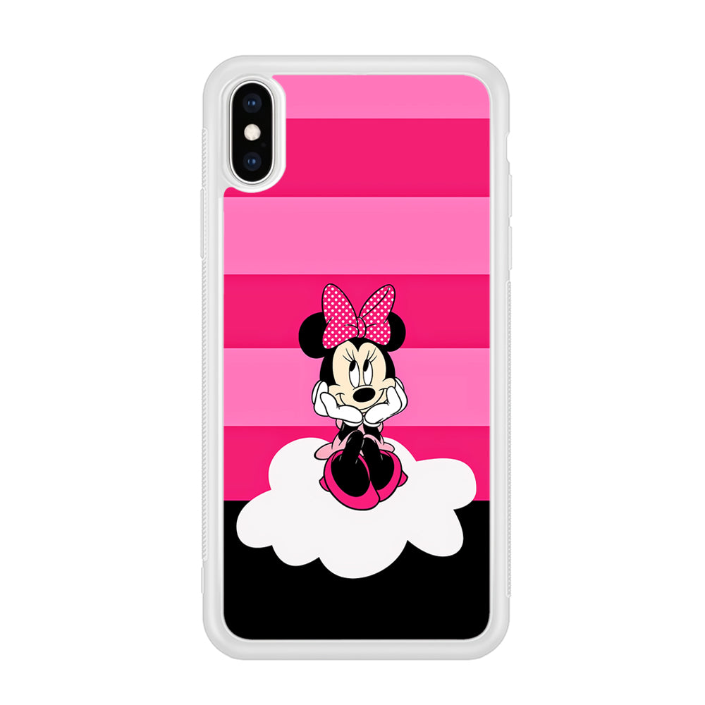 Minnie Mouse Pink Stripe iPhone Xs Case-Phone Case-Rubber White (2D Case)-Altracase