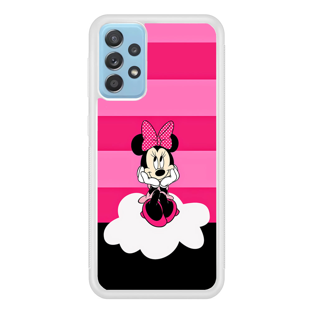 Minnie Mouse Pink Stripe Samsung Galaxy A72 Case-Phone Case-Rubber White (2D Case)-Altracase