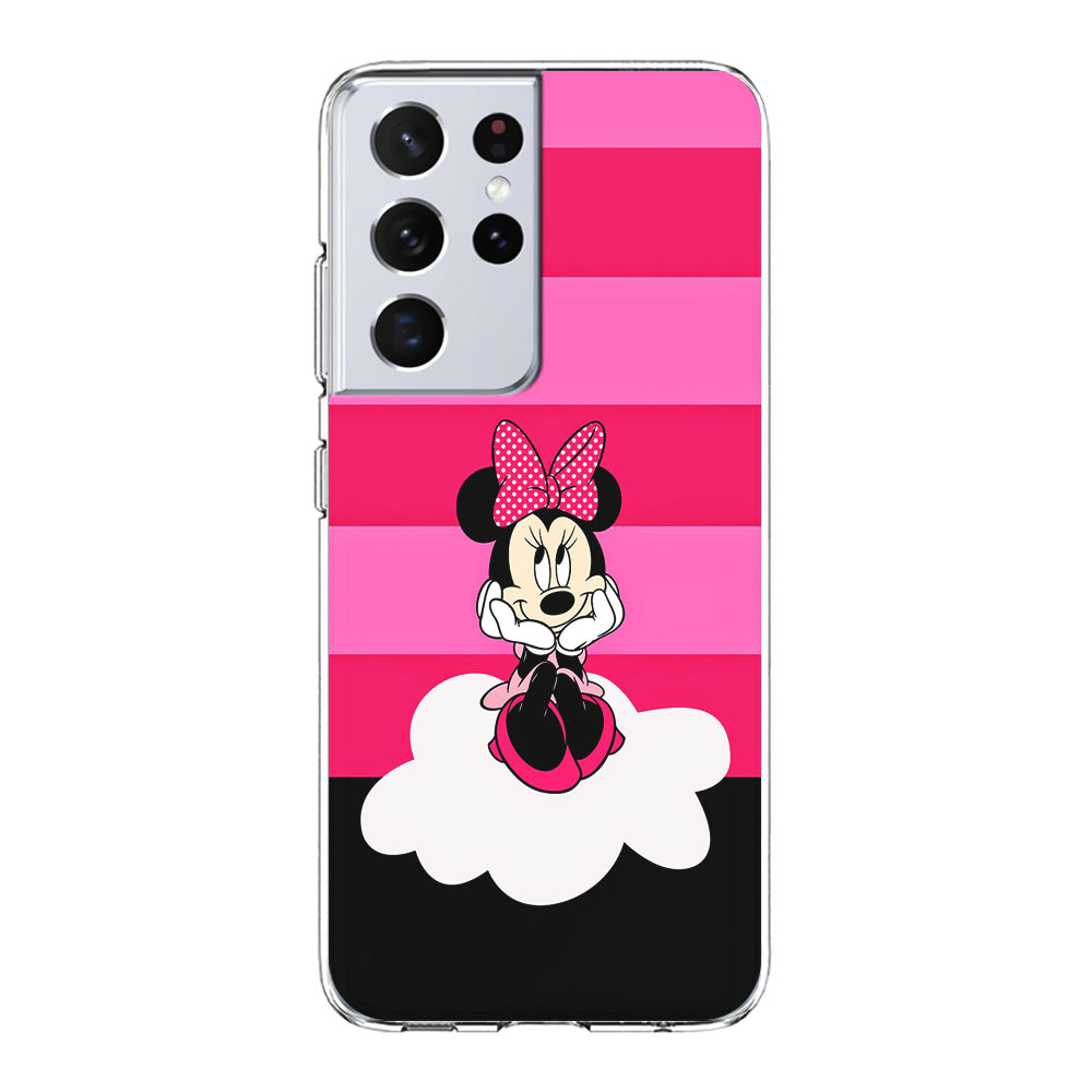 Minnie Mouse Pink Stripe Samsung Galaxy S21 Ultra Case-Phone Case-Clear Soft Case-Altracase