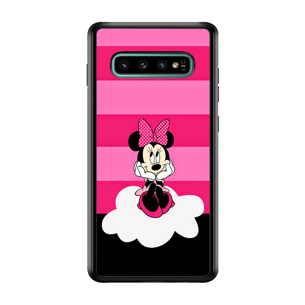 Minnie Mouse Pink Stripe Samsung Galaxy S10 Plus Case-Phone Case-Rubber Black (2D Case)-Altracase