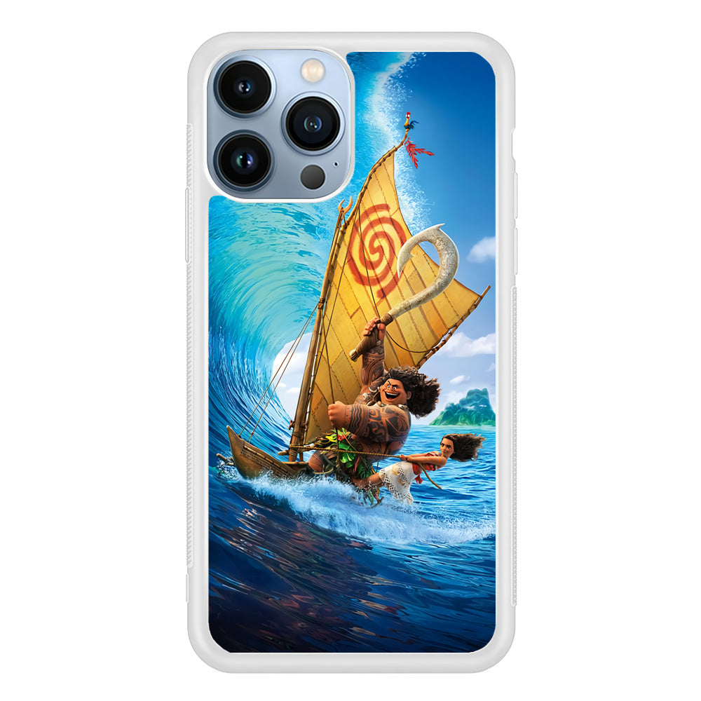 Moana Sailing on The Sea iPhone 15 Pro Max Case-Phone Case-Rubber White (2D Case)-Altracase