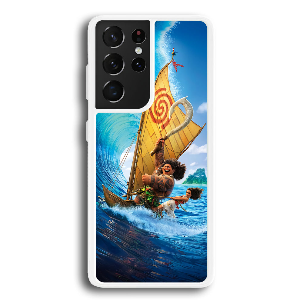 Moana Sailing on The Sea Samsung Galaxy S21 Ultra Case-Phone Case-Rubber White (2D Case)-Altracase