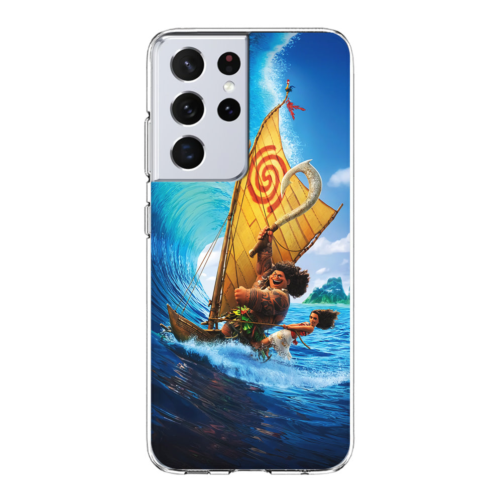 Moana Sailing on The Sea Samsung Galaxy S21 Ultra Case-Phone Case-Clear Soft Case-Altracase