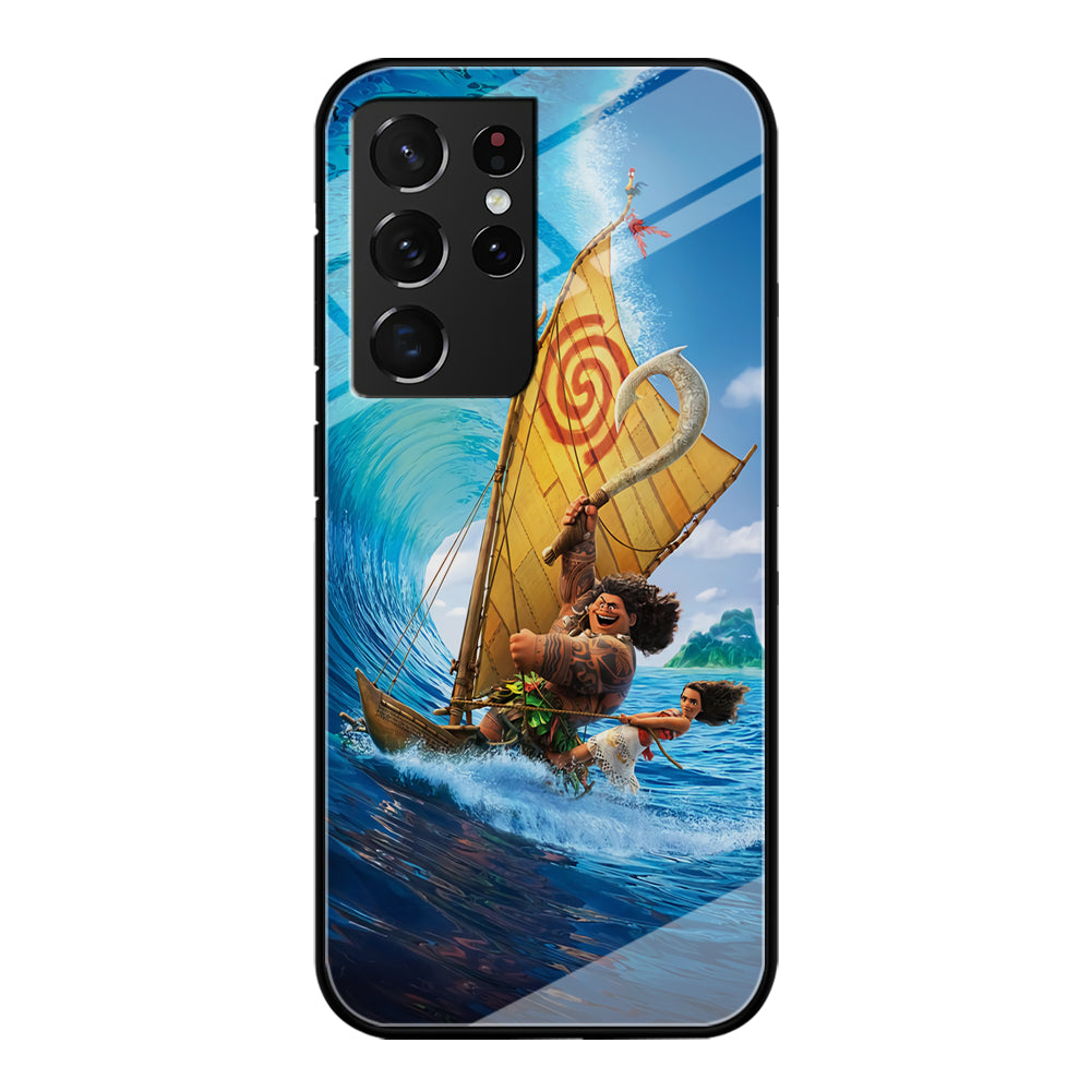 Moana Sailing on The Sea Samsung Galaxy S21 Ultra Case-Phone Case-Tempered Glass Case-Altracase