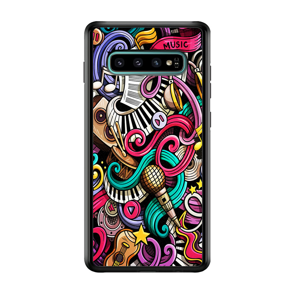 Music Doodle Art Samsung Galaxy S10 Case-Phone Case-Rubber Black (2D Case)-Altracase