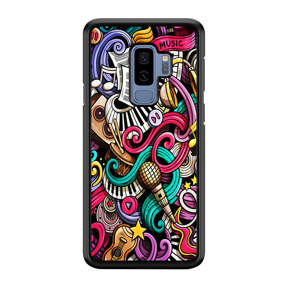 Music Doodle Art Samsung Galaxy S9 Plus Case-Phone Case-Rubber Black (2D Case)-Altracase