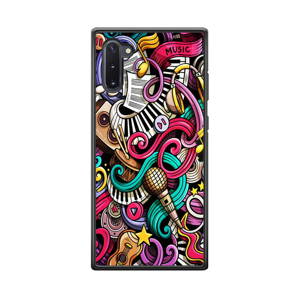 Music Doodle Art Samsung Galaxy Note 10 Case-Phone Case-Tempered Glass Case-Altracase