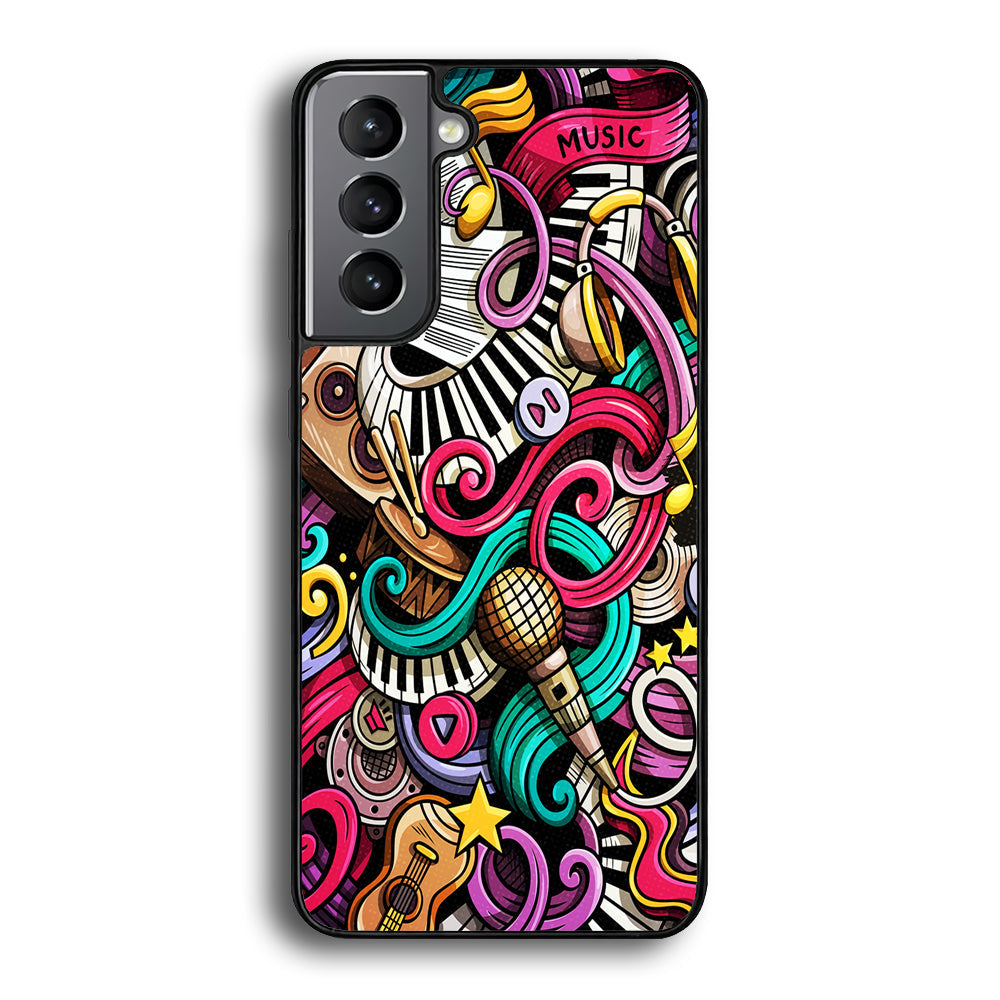 Music Doodle Art Samsung Galaxy S25 Case-Phone Case-Rubber Black (2D Case)-Altracase