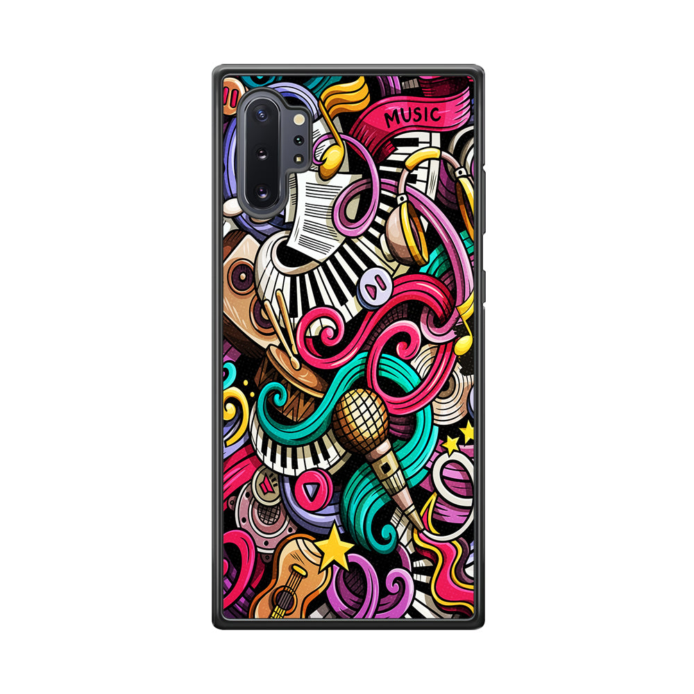 Music Doodle Art Samsung Galaxy Note 10 Plus Case-Phone Case-Rubber Black (2D Case)-Altracase