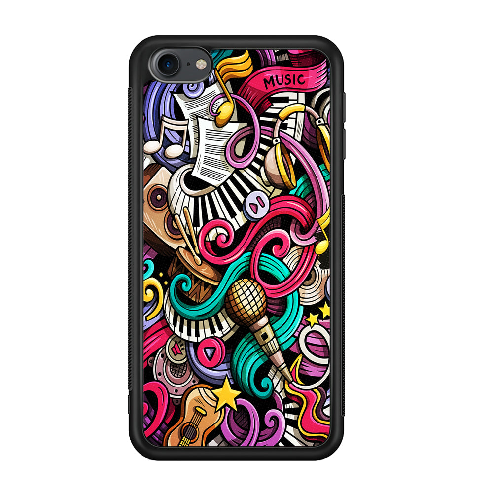 Music Doodle Art iPod Touch 6 Case-Phone Case-Rubber White (2D Case)-Altracase