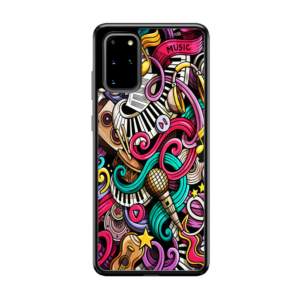 Music Doodle Art Samsung Galaxy S20 Plus Case-Phone Case-Rubber Black (2D Case)-Altracase