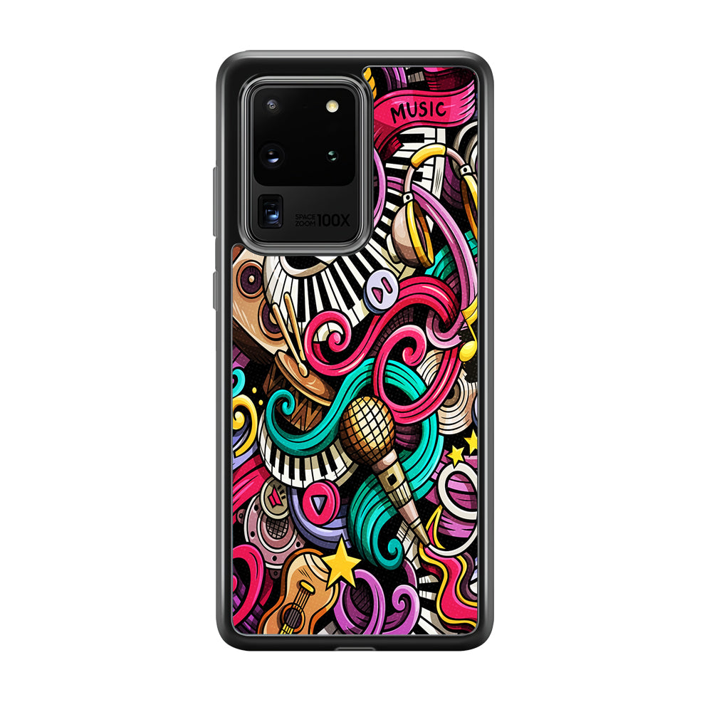 Music Doodle Art Samsung Galaxy S20 Ultra Case-Phone Case-Rubber Black (2D Case)-Altracase