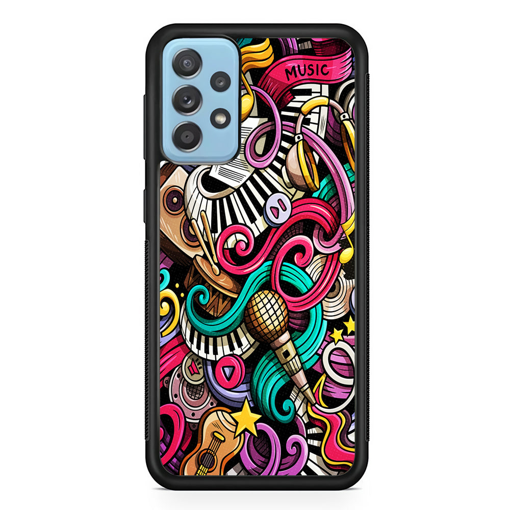 Music Doodle Art Samsung Galaxy A72 Case-Phone Case-Rubber Black (2D Case)-Altracase