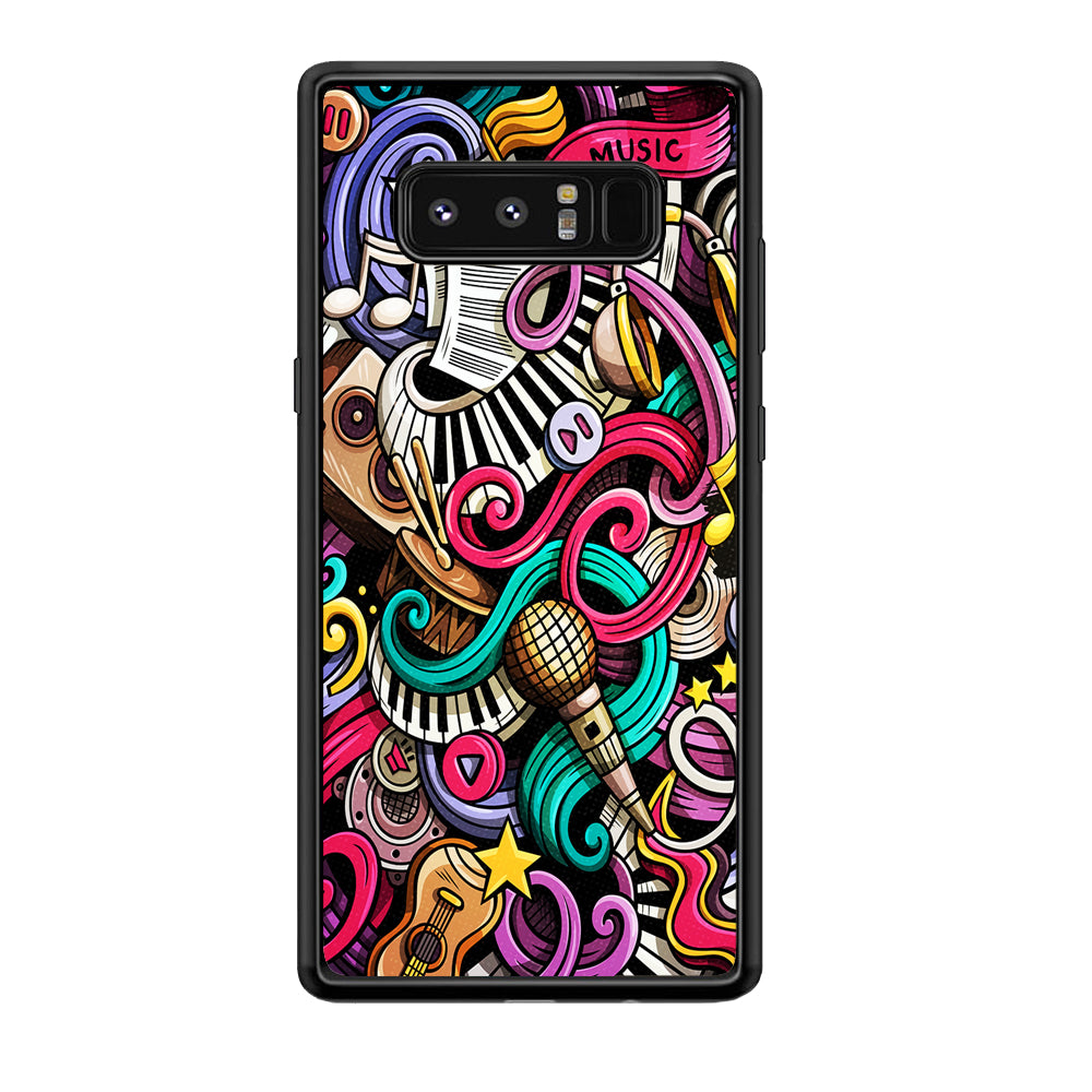Music Doodle Art Samsung Galaxy Note 8 Case-Phone Case-Tempered Glass Case-Altracase