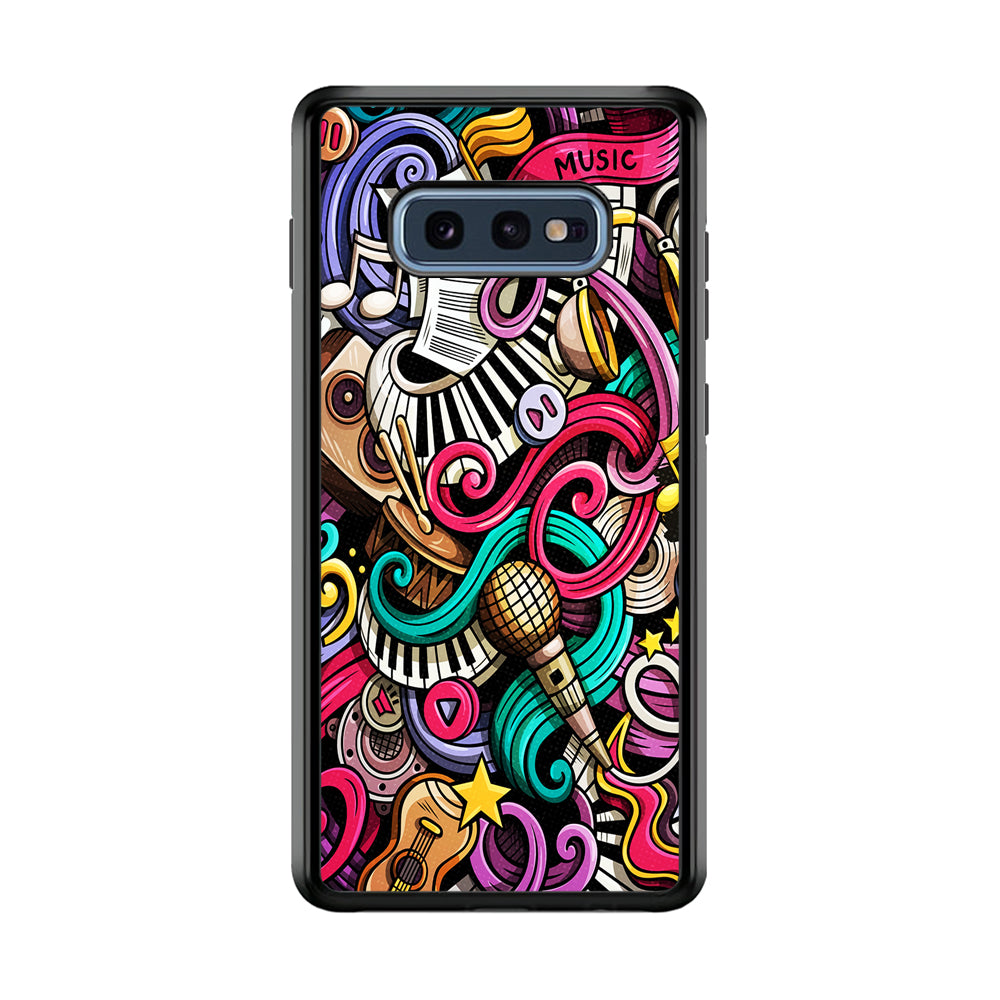 Music Doodle Art Samsung Galaxy S10E Case-Phone Case-Rubber Black (2D Case)-Altracase