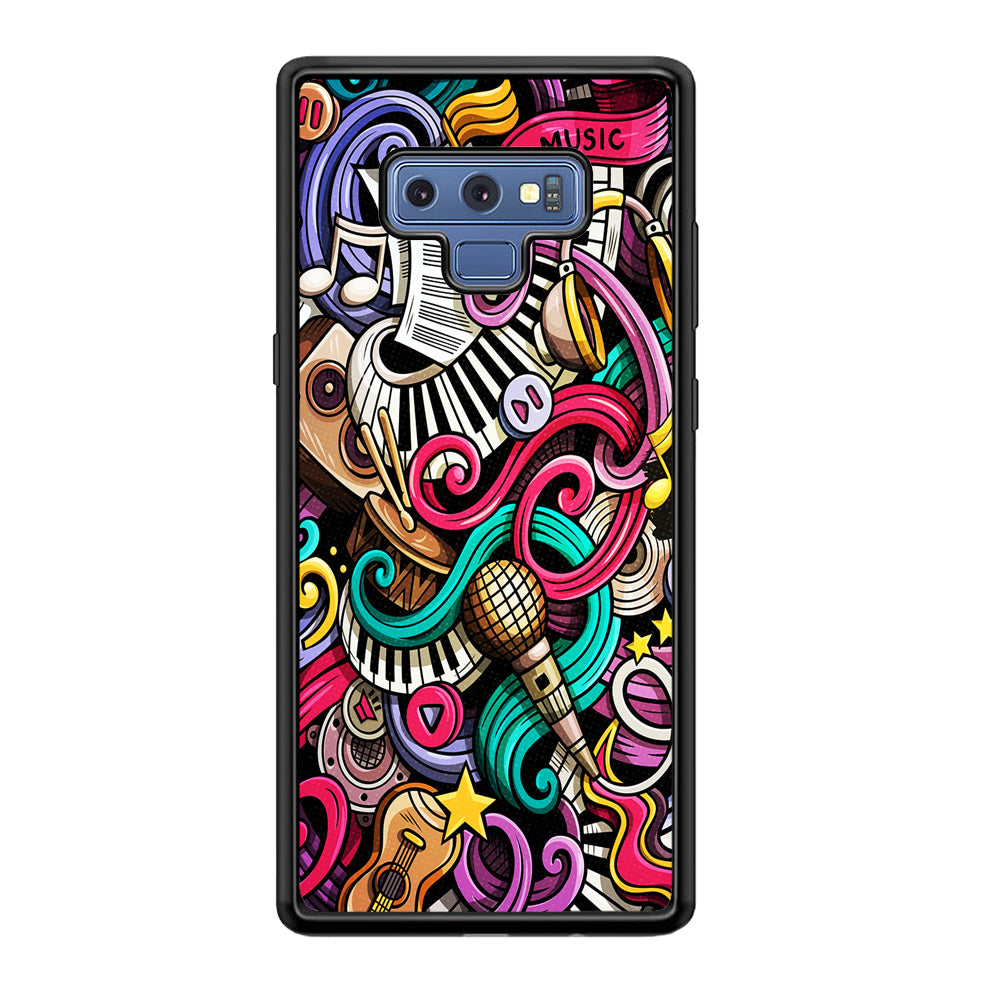 Music Doodle Art Samsung Galaxy Note 9 Case-Phone Case-Rubber Black (2D Case)-Altracase