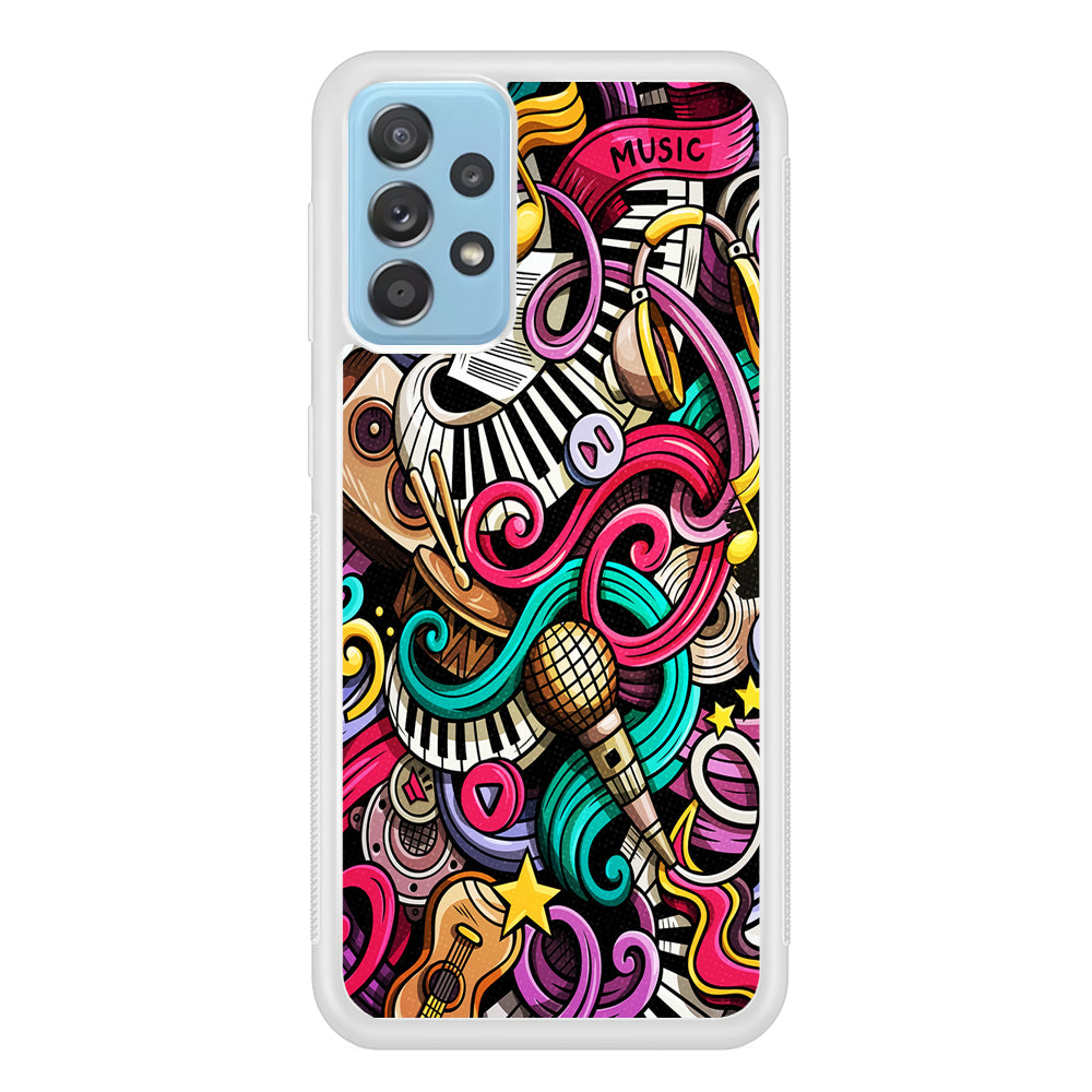 Music Doodle Art Samsung Galaxy A72 Case-Phone Case-Rubber White (2D Case)-Altracase