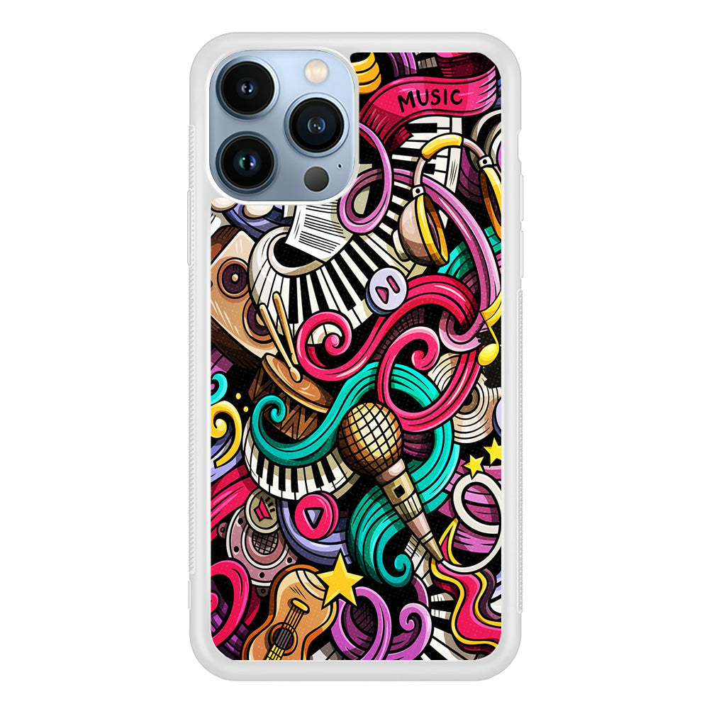Music Doodle Art iPhone 14 Pro Case-Phone Case-Rubber White (2D Case)-Altracase