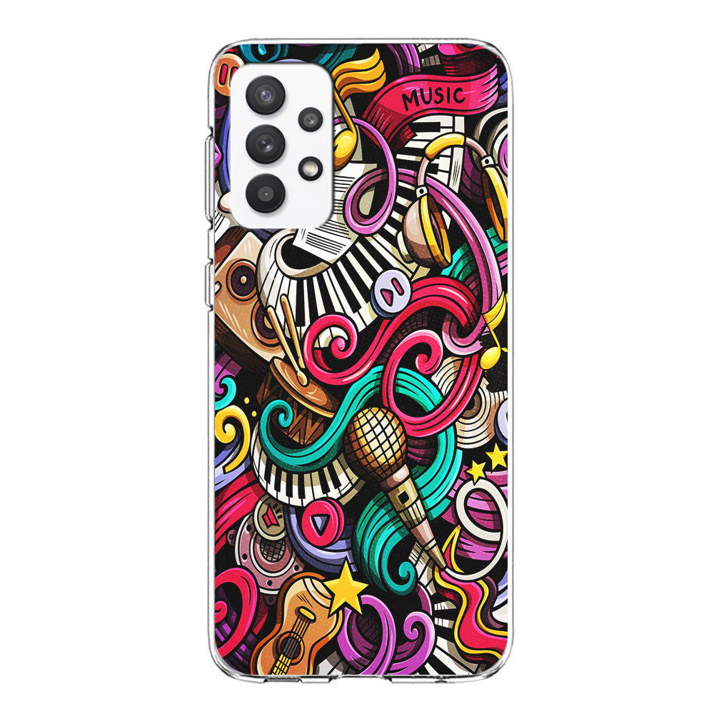 Music Doodle Art Samsung Galaxy A32 Case-Phone Case-Clear Soft Case-Altracase