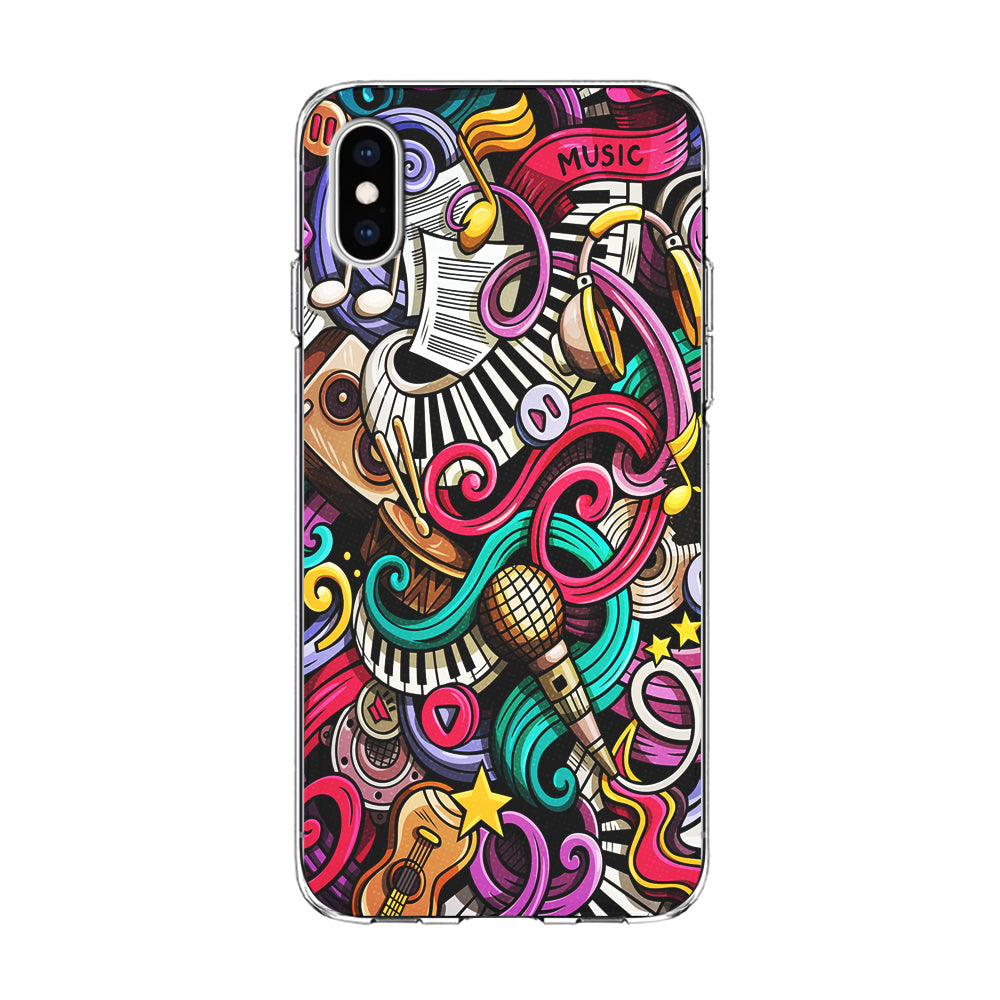 Music Doodle Art iPhone Xs Case-Phone Case-Clear Soft Case-Altracase