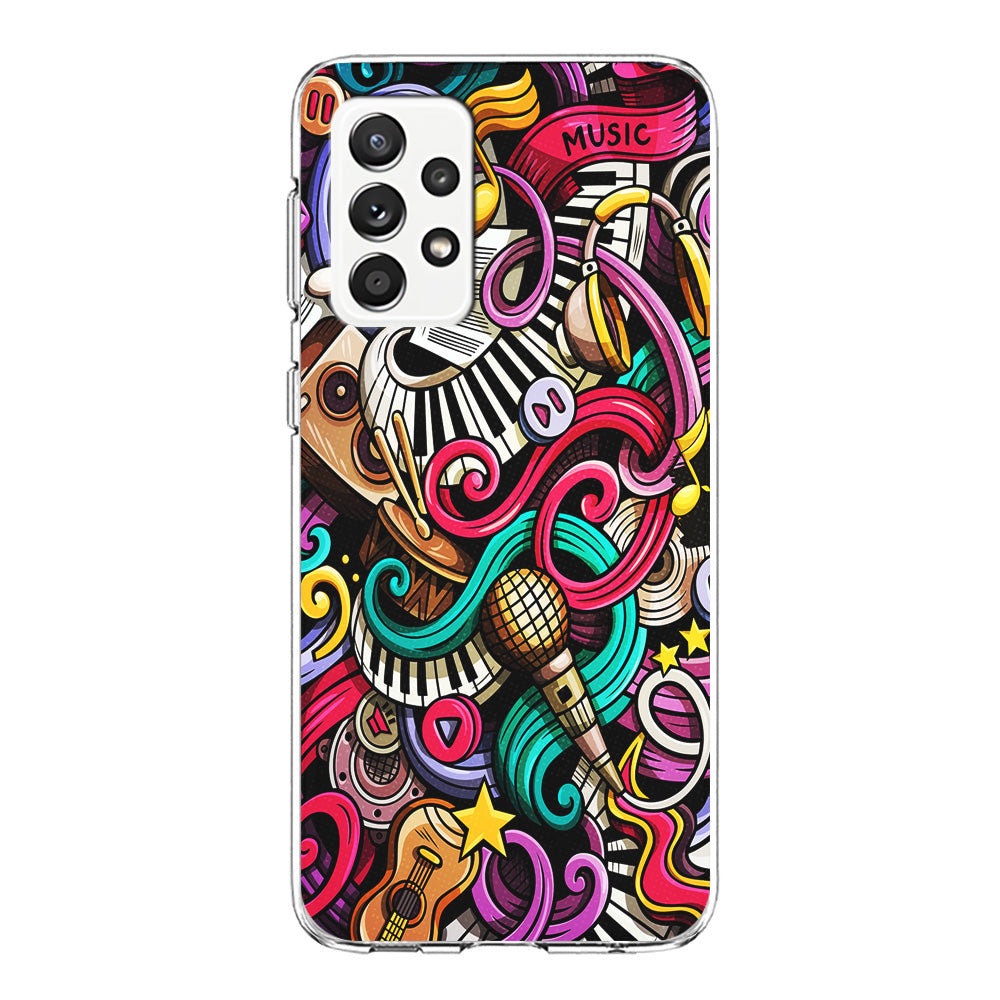 Music Doodle Art Samsung Galaxy A52 Case-Phone Case-Clear Soft Case-Altracase