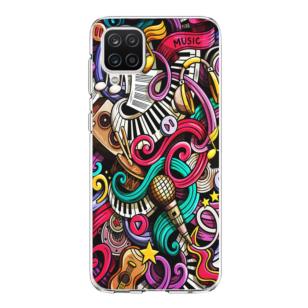 Music Doodle Art Samsung Galaxy A12 Case-Phone Case-Clear Soft Case-Altracase