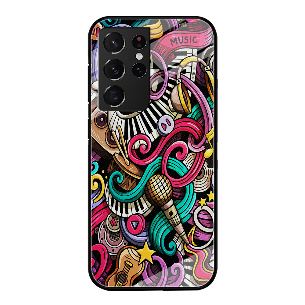 Music Doodle Art Samsung Galaxy S21 Ultra Case-Phone Case-Tempered Glass Case-Altracase
